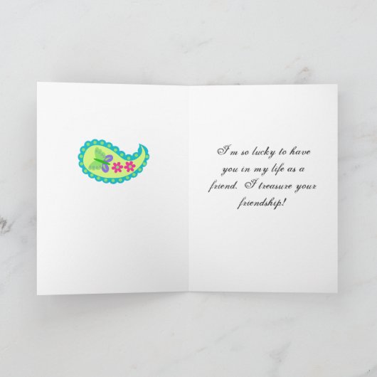 赤いターコイズのモダンなペイズリー特別です サンキューカード (内部)