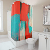 赤いターコイズを絵を描く抽象的な表現主義者の芸術 シャワーカーテン (インサイチュ)