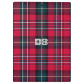 赤いタータンチェックとイニシャル クリップボード (裏面)