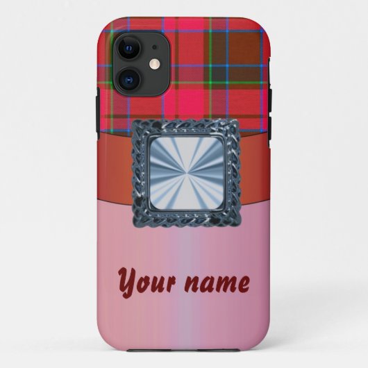 赤いタータンチェックのアーガイル格子模様のカスタマイズ Case-Mate iPhoneケース (裏面)