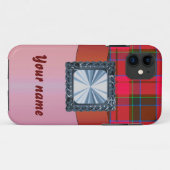 赤いタータンチェックのアーガイル格子模様のカスタマイズ Case-Mate iPhoneケース (裏面(横))