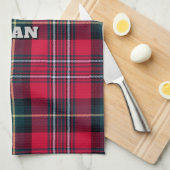 赤いタータンチェックのキッチンタオル(テキスト付き) キッチンタオル (四つ折り)