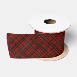 赤いタータンチェックのクリスマス柄 冬の休日のパターン サテンリボン