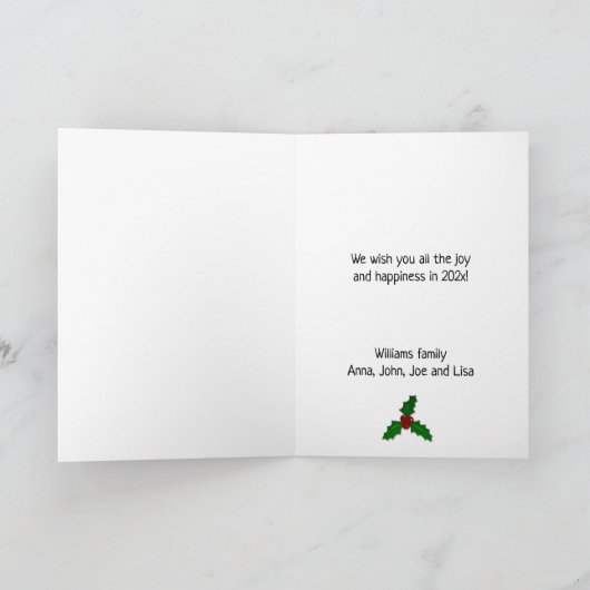 赤いタータンチェックの格子状カスタムの写真クリスマスグリーティング シーズンカード (内部)