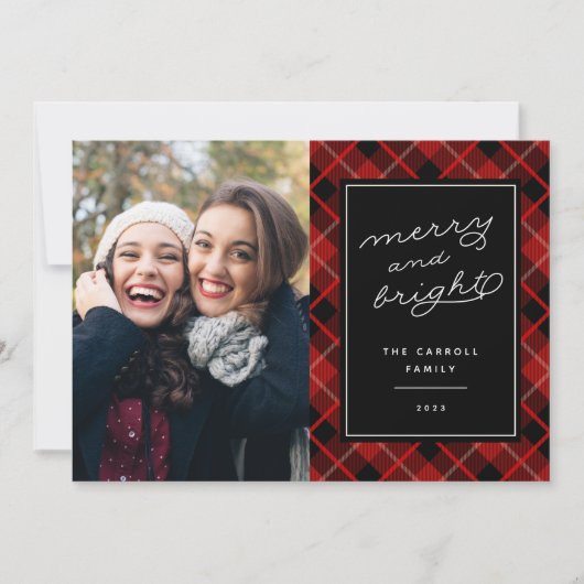 赤いタータンチェックの格子縞の両面写真 シーズンカード (正面)