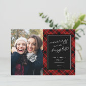 赤いタータンチェックの格子縞の両面写真 シーズンカード (スタンド正面)