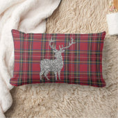 赤いタータンチェックのLumbarの枕 ランバークッション (ブランケット)