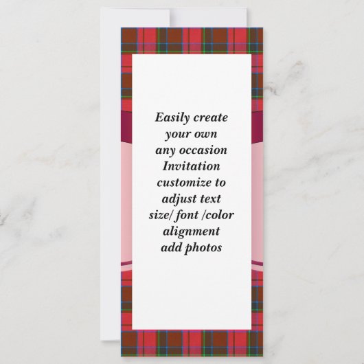 赤いタータンチェックは任意の大事な行事 招待状 (裏面)