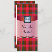 赤いタータンチェックは任意の大事な行事 招待状 (正面/裏面)