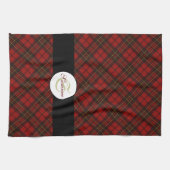 赤いタータンチェッククリスマスプレド冬のパターンモノグラム キッチンタオル (横)