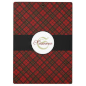 赤いタータンチェッククリスマスプレド冬のパターンモノグラム クリップボード (裏面)