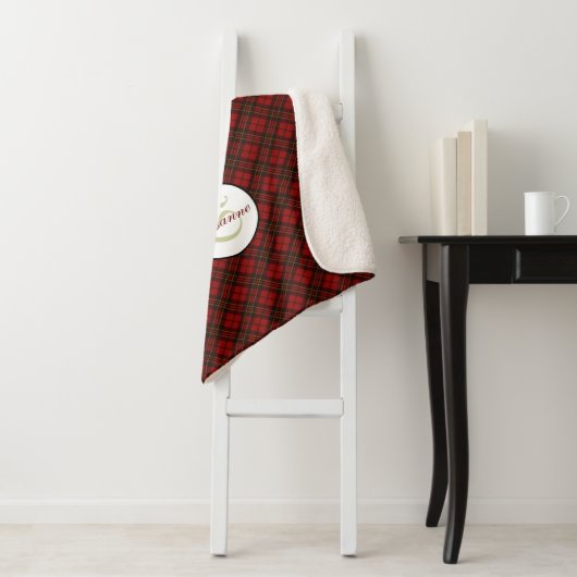 赤いタータンチェッククリスマスプレド冬のパターンモノグラム シェルパブランケット (インサイチュ)