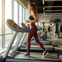 赤いタータンチェックレギンス