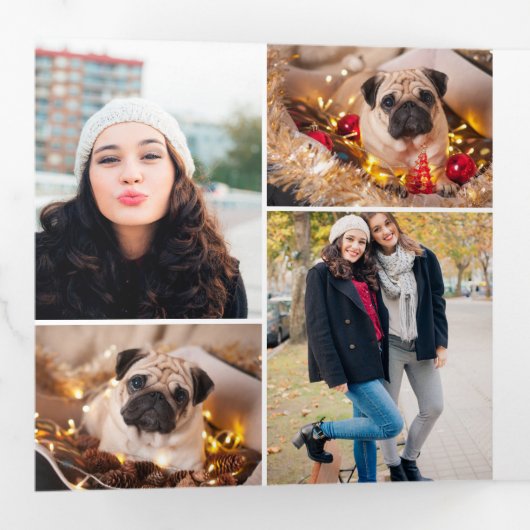 赤いタータンチェック格子模様 三つ折りクリスマスカード (内部最初)