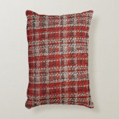 赤いタータンチェック生地：テクスチャ付き背景 アクセントクッション (正面(垂直))