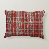 赤いタータンチェック生地：テクスチャ付き背景 アクセントクッション (裏面)