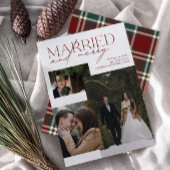 赤いタータンチェック結婚したと新しメリーい写真 シーズンカード