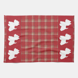 赤いタータンチェック キッチンタオル