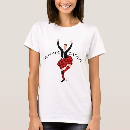 赤いタートタンのハイランドダンサー Tシャツ (正面)