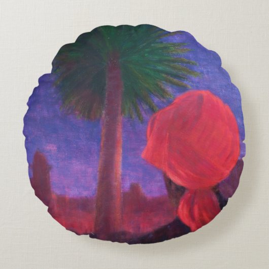 赤いターバンの薄暗がりジョドパーズ2012年 ラウンドクッション (正面)