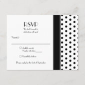 赤いダイジー ブラック ホワイト ポルカドット 結婚式 返信 (裏面)