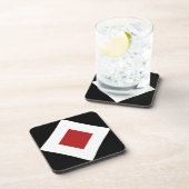 赤いダイヤはっきりしたン、白縁どの黒 コースター (右側)