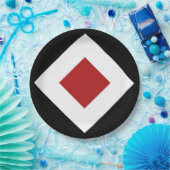 赤いダイヤはっきりしたン、白縁どの黒 ペーパープレート (パーティー)