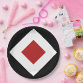 赤いダイヤはっきりしたン、白縁どの黒 ペーパープレート (パーティー)