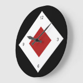 赤いダイヤはっきりしたン、白縁どの黒 ラージ壁時計 (傾斜)