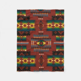 赤いダイヤモンドのアステカなプリント フリースブランケット