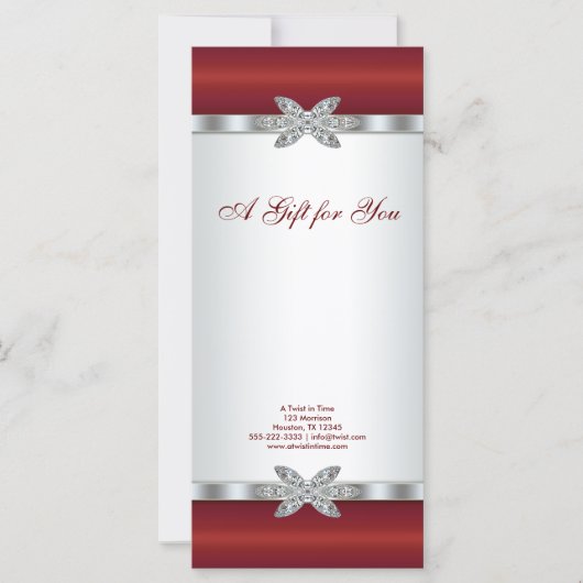 赤いダイヤモンドのビジネスのギフト券 (正面)