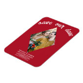 赤いダイヤモンドの写真の結婚式の日付を保存 マグネット (左側)