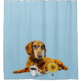 赤いダックスシャワーカーテン シャワーカーテン (正面)