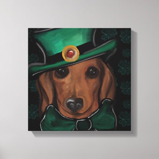 赤いダックスシャントのキャンバス印刷 キャンバスプリント (正面)