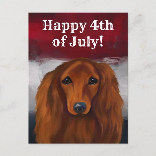 赤いダックスフント ポストカード (正面)