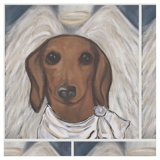 赤いダックスフンド ファブリック (クローズアップ)