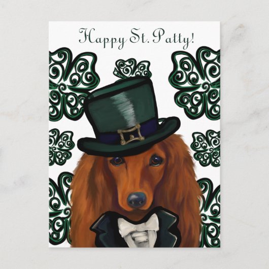 赤いダックスフンド ポストカード (正面)