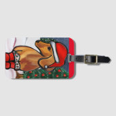 赤いダックスフンド ラゲッジタグ (正面横)