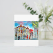 赤いダブルデッカーバス通りシ絵画ーン ポストカード (スタンド正面)