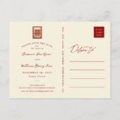 赤いダブル中国のハピネス写真保存 案内ポストカード (裏面)