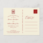 赤いダブル中国のハピネス写真保存 案内ポストカード (裏面)