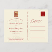 赤いダブル中国のハピネス写真保存 案内ポストカード (裏面)