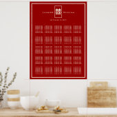 赤いダブル中国のハピネス結婚の座席表 ポスター (キッチン)