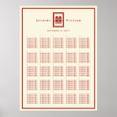 赤いダブル中国のハピネス結婚の座席表 ポスター (正面)