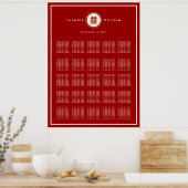 赤いダブル中国のハピネス結婚の座席表 ポスター (キッチン)