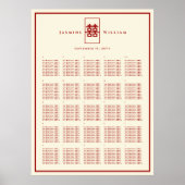 赤いダブル中国のハピネス結婚の座席表 ポスター (正面)