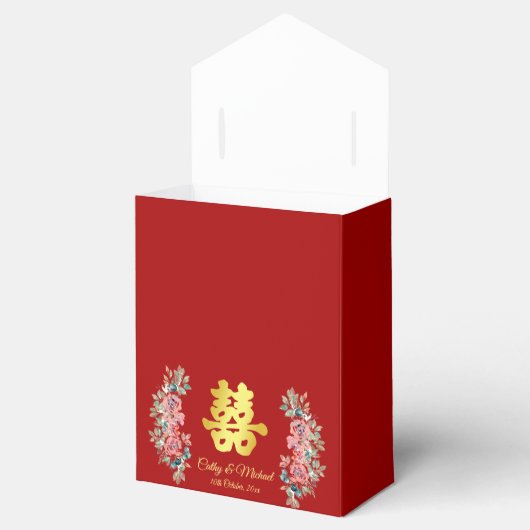 赤いダブル幸せ中国のフローラ結婚ズ フェイバーボックス (オープン)