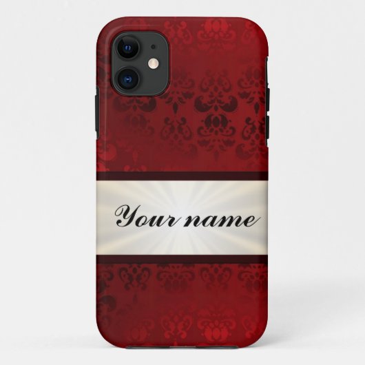赤いダマスクとリボン Case-Mate iPhoneケース (裏面)