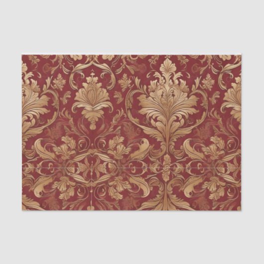 赤いダマスクと金ゴールドパターン分離 薄葉紙 (正面)