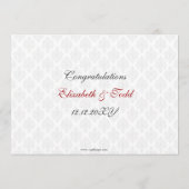 赤いダマスクのウェディングメニュー メニュー (裏面)